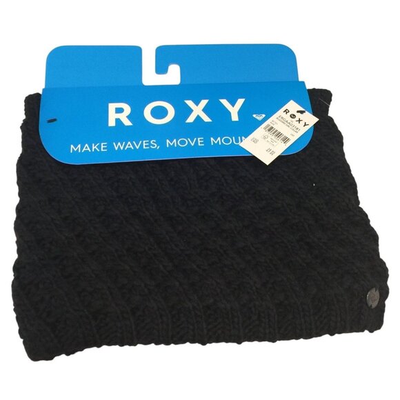 ROXY Blizzard Girl Collar Black Cable Knit Neck Gaiter OSFM - Picture 1 of 5